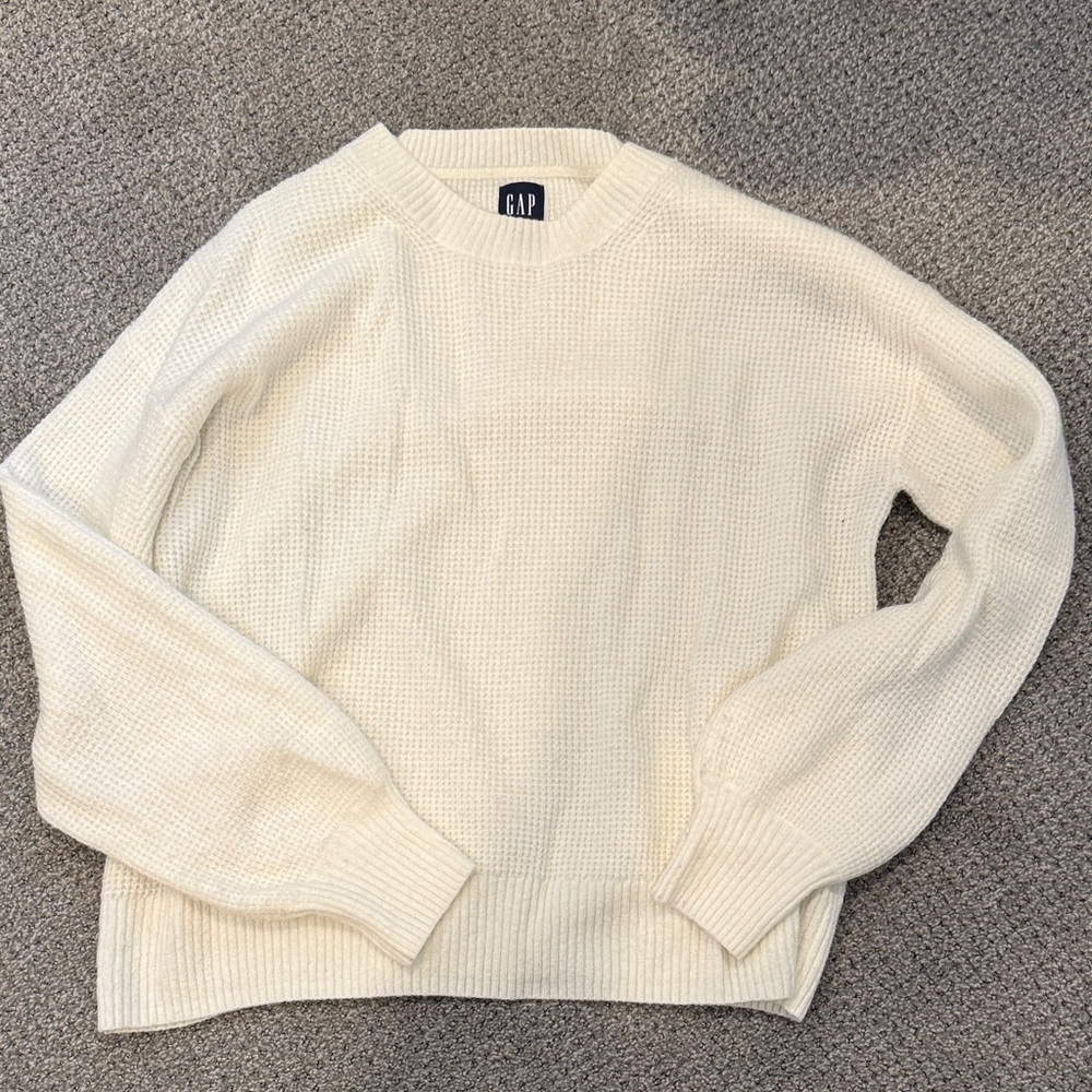 GAP Cream Waffle Knit Crewneck Sweater
